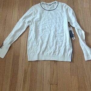 COURT & ROWE White Sweater with Black Trim